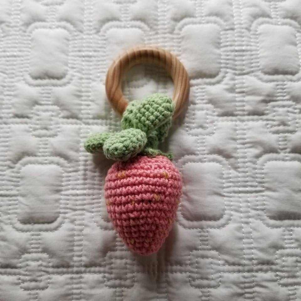 Strawberry Hand Crochet Orange Cotton Rattle - Fruit: Pink – Marana ...